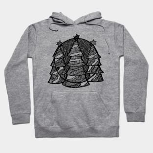 Fir trees in black ink Hoodie